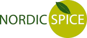The nordic Spice logo with a green circle and leaf on top